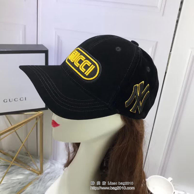 GUCCI古馳 爆款 NY聯名GUCCI古奇專櫃款經典絲絨棒球帽 6881907 LLWJ5793